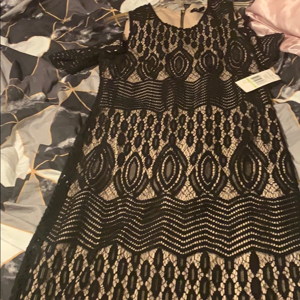 Black lace midi dress